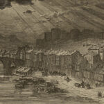 Grabado de Miranda de Ebro realizado en 1862. Se aprecia el puente medieval anterior al de 1777